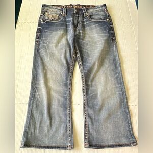 Rock‎ Revival Men’s Jean Denim Size 36 Kaejon Straight Medium Wash Logo
